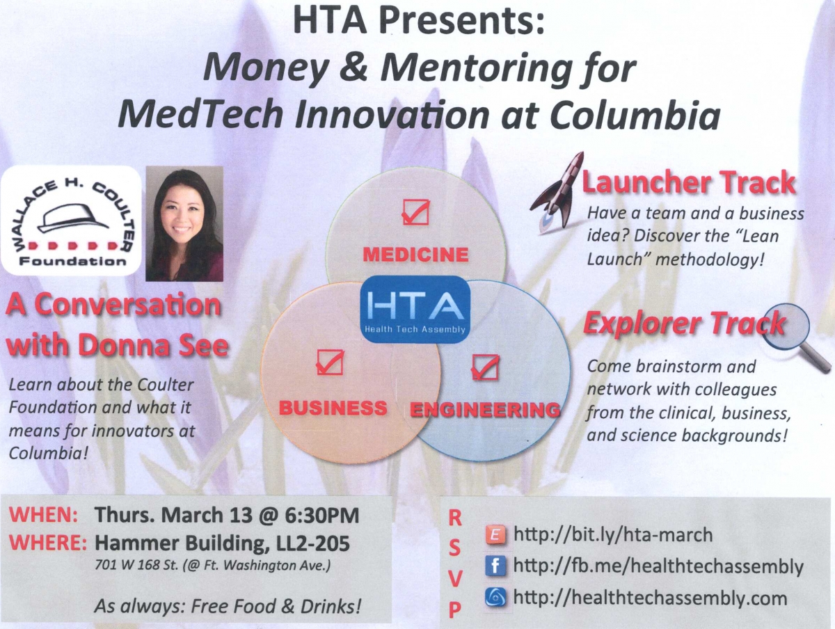 HTA Presents - Money & Mentoring for MedTech Innovation at Columbia - A Conversation with Donna See, Wallace H. Coulter Foundation