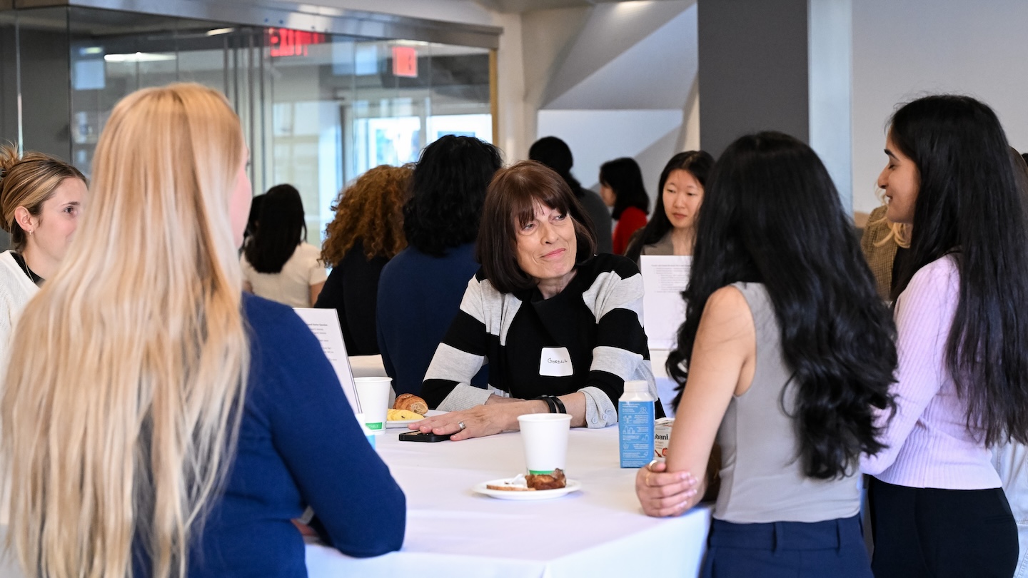 Columbia Engineering professor Gordana Vunjak-Novakovic converses with women at a table